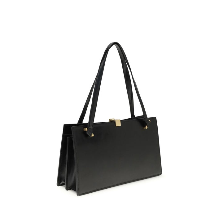 Black Calf Leather Bos Taurus Shoulder Bag Versace