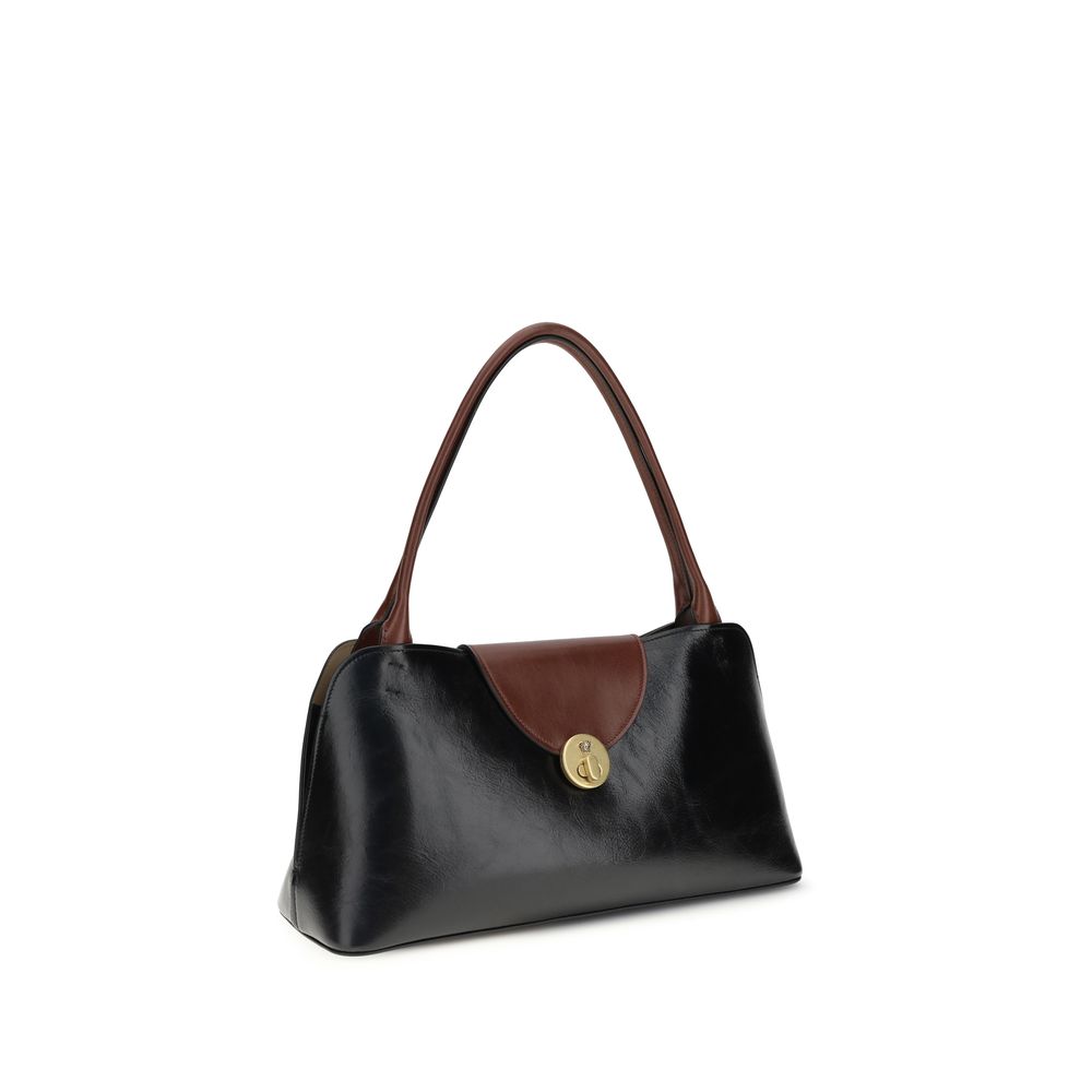 Black Calf Leather Bos Taurus Shoulder Bag Versace