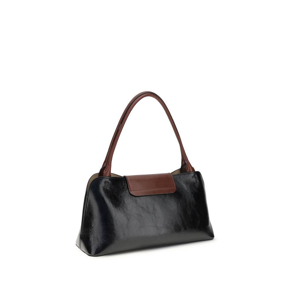 Black Calf Leather Bos Taurus Shoulder Bag Versace