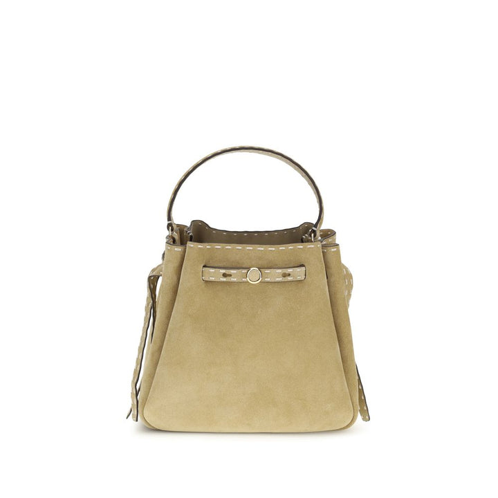 Beige Calf Leather Bos Taurus Backet Bag Tory Burch