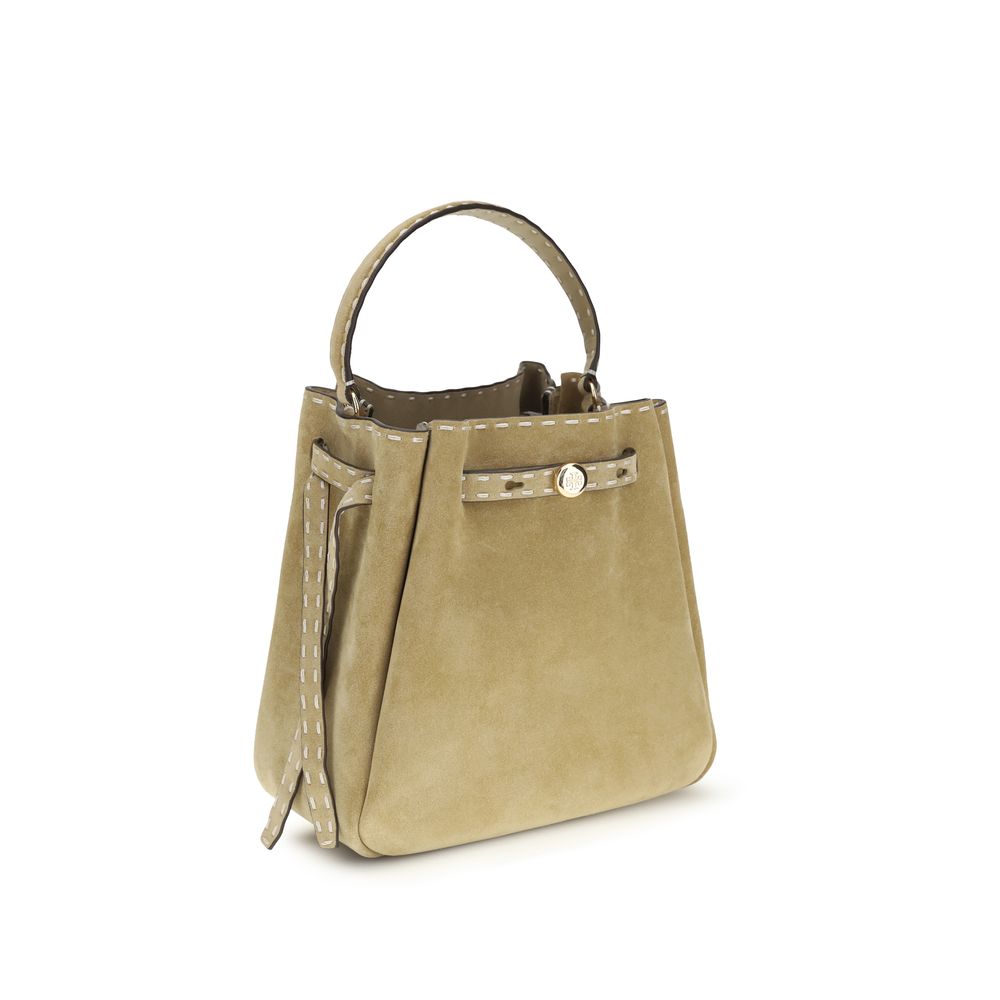Beige Calf Leather Bos Taurus Backet Bag Tory Burch