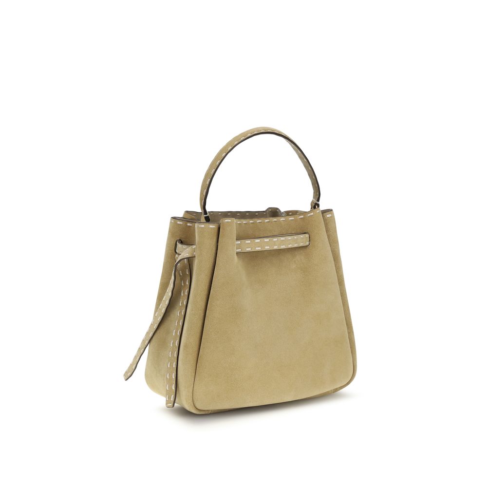 Beige Calf Leather Bos Taurus Backet Bag Tory Burch