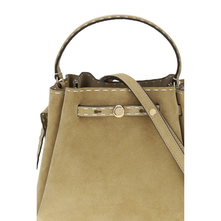 Beige Calf Leather Bos Taurus Backet Bag Tory Burch