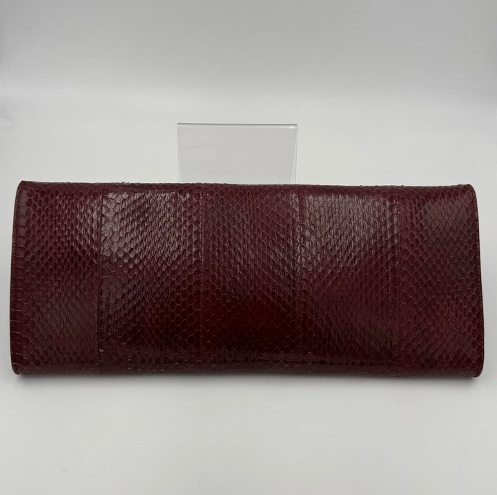 CELINE TRIOMPHE Reptile Skin Burgundy Clutch Celine