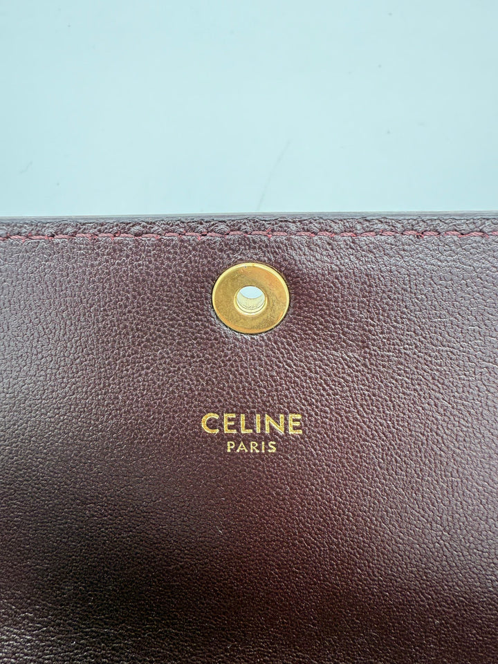 CELINE TRIOMPHE Reptile Skin Burgundy Clutch Celine