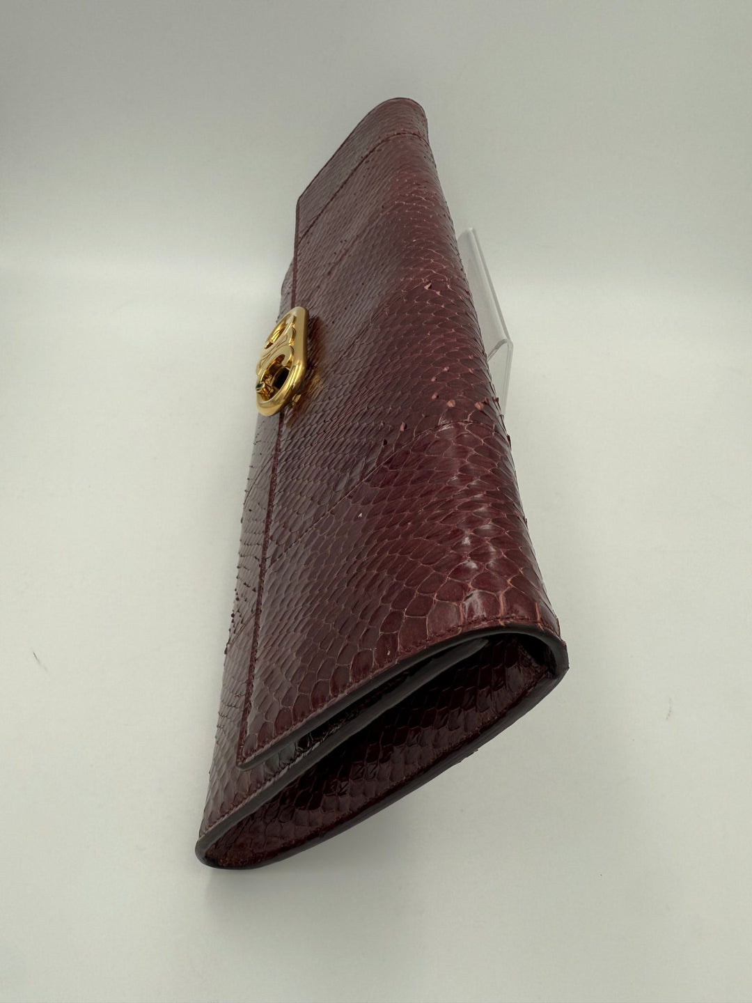 CELINE TRIOMPHE Reptile Skin Burgundy Clutch Celine