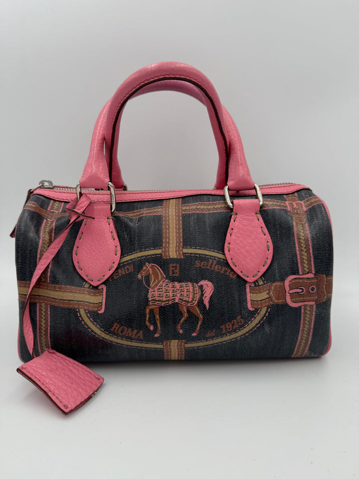 FENDI Bauletto Canvas Print Selleria Handbag Fendi