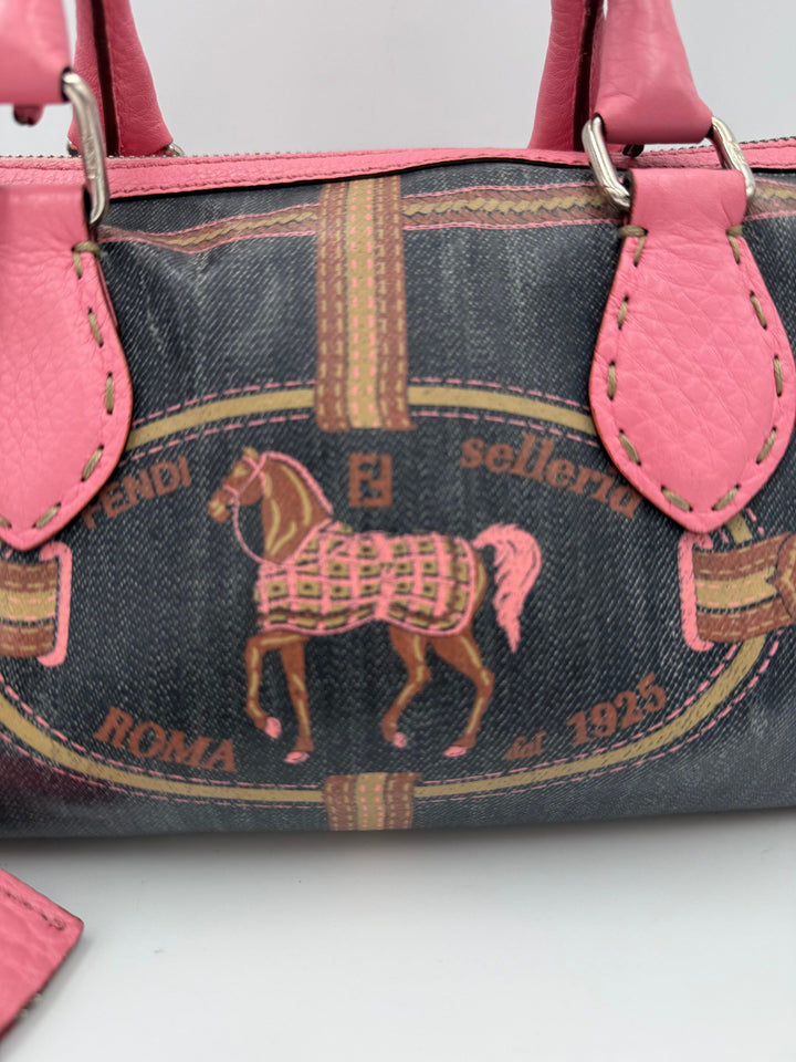 FENDI Bauletto Canvas Print Selleria Handbag Fendi
