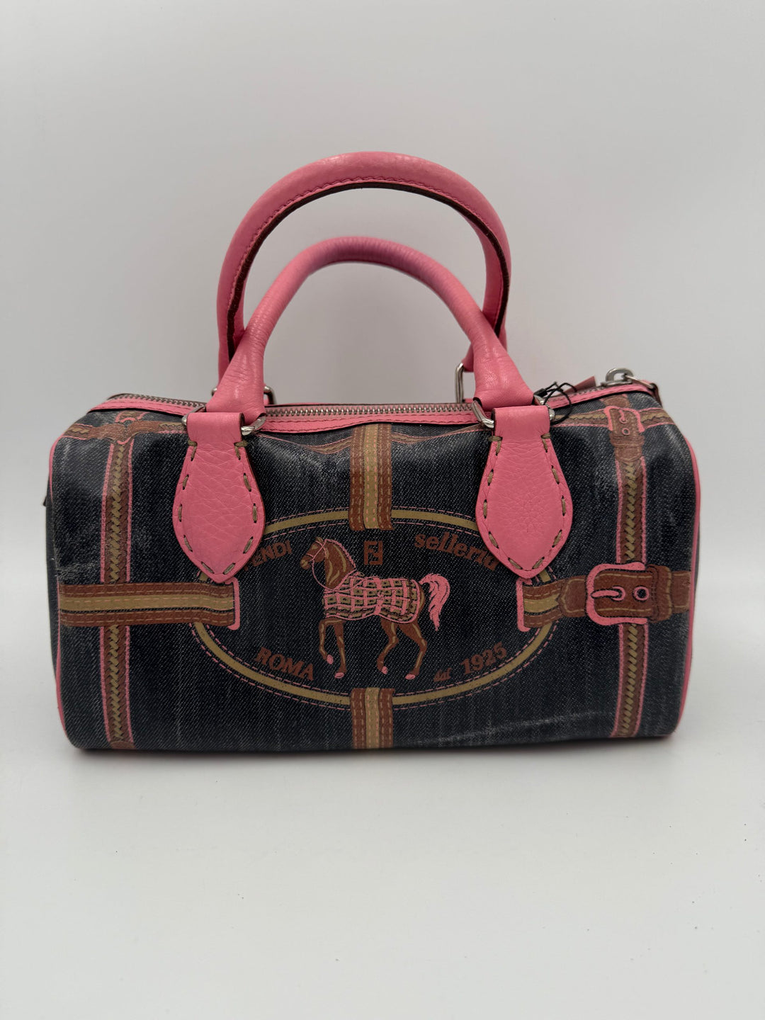 FENDI Bauletto Canvas Print Selleria Handbag Fendi