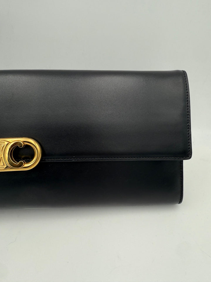 CELINE TRIOMPHE Black Clutch Celine