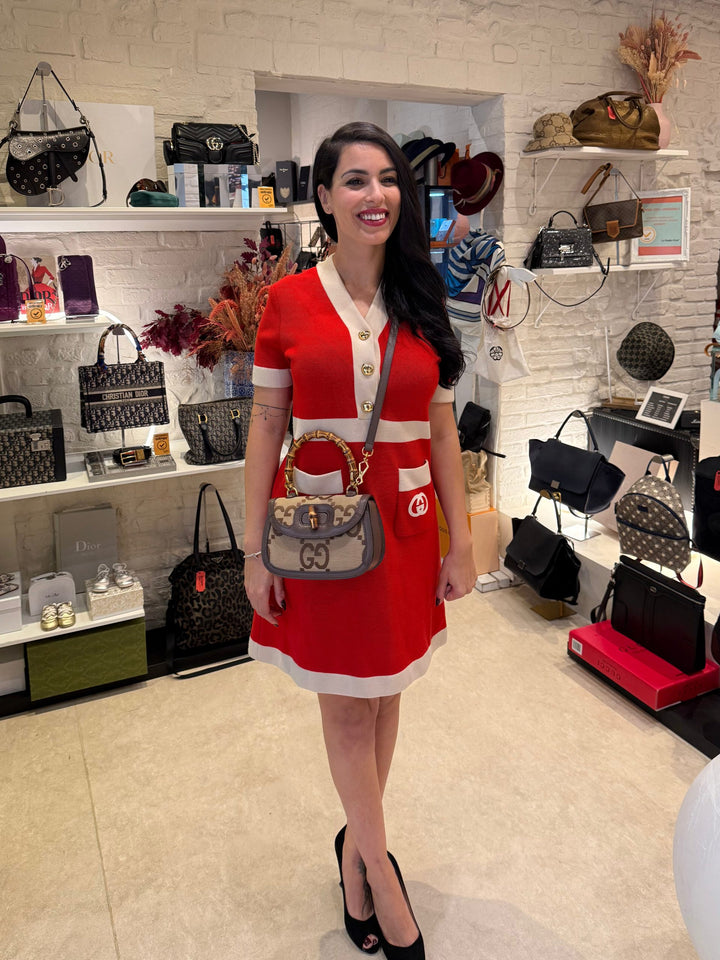 GUCCI BAMBOO 1947 GG Canvas Handbag Gucci