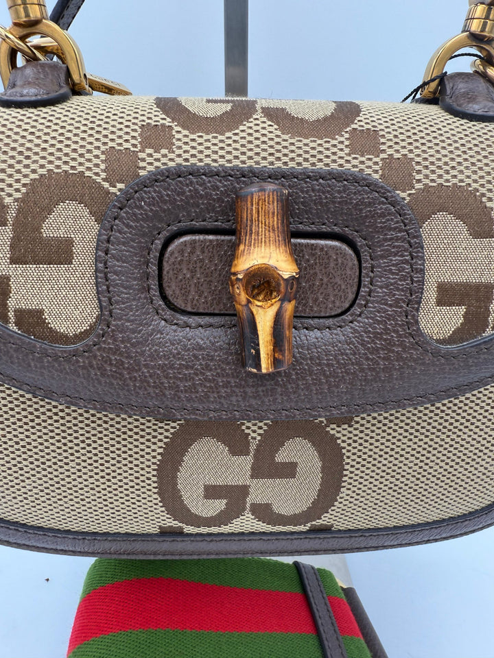 GUCCI BAMBOO 1947 GG Canvas Handbag Gucci