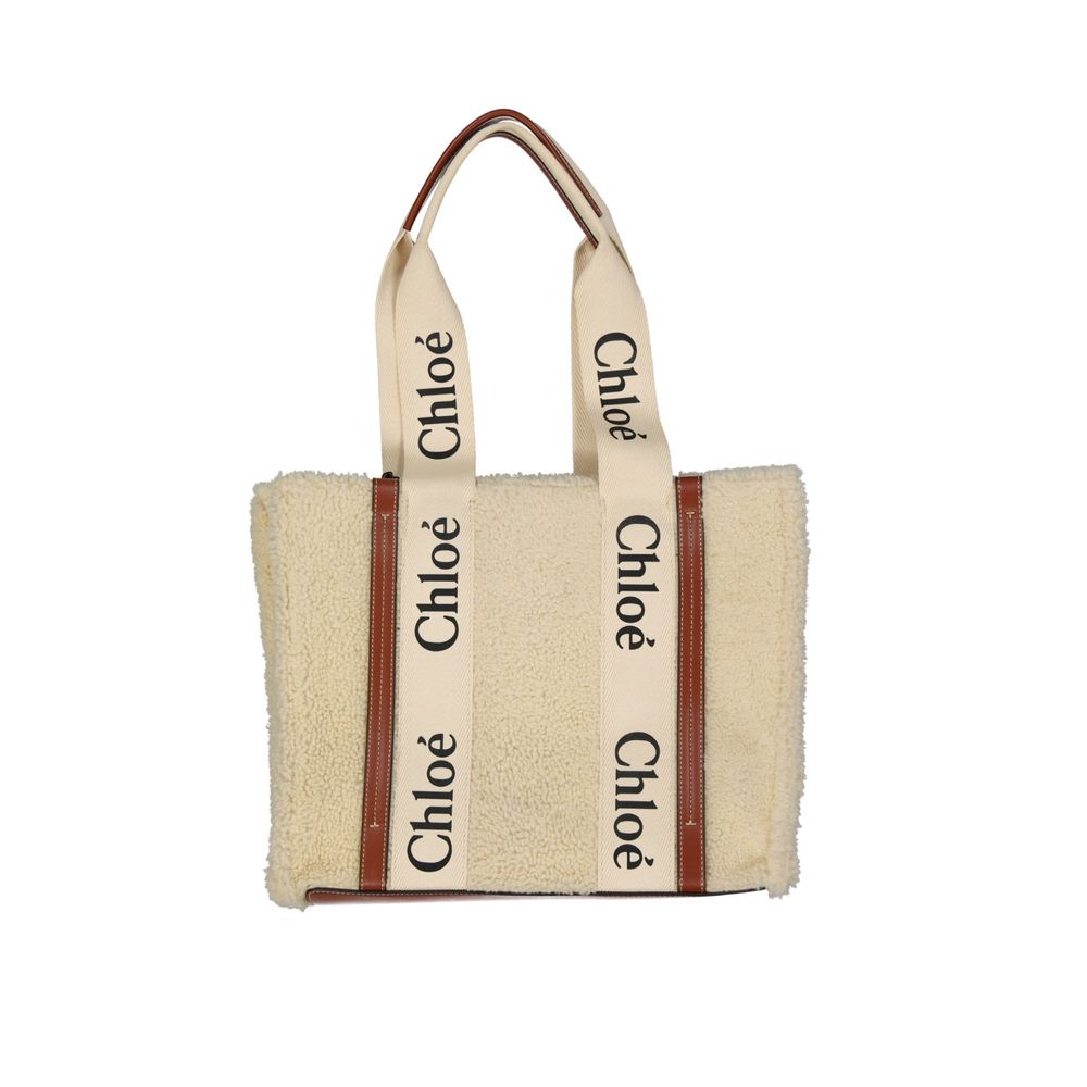 Beige Lamb Fur Tote Bag Chloé
