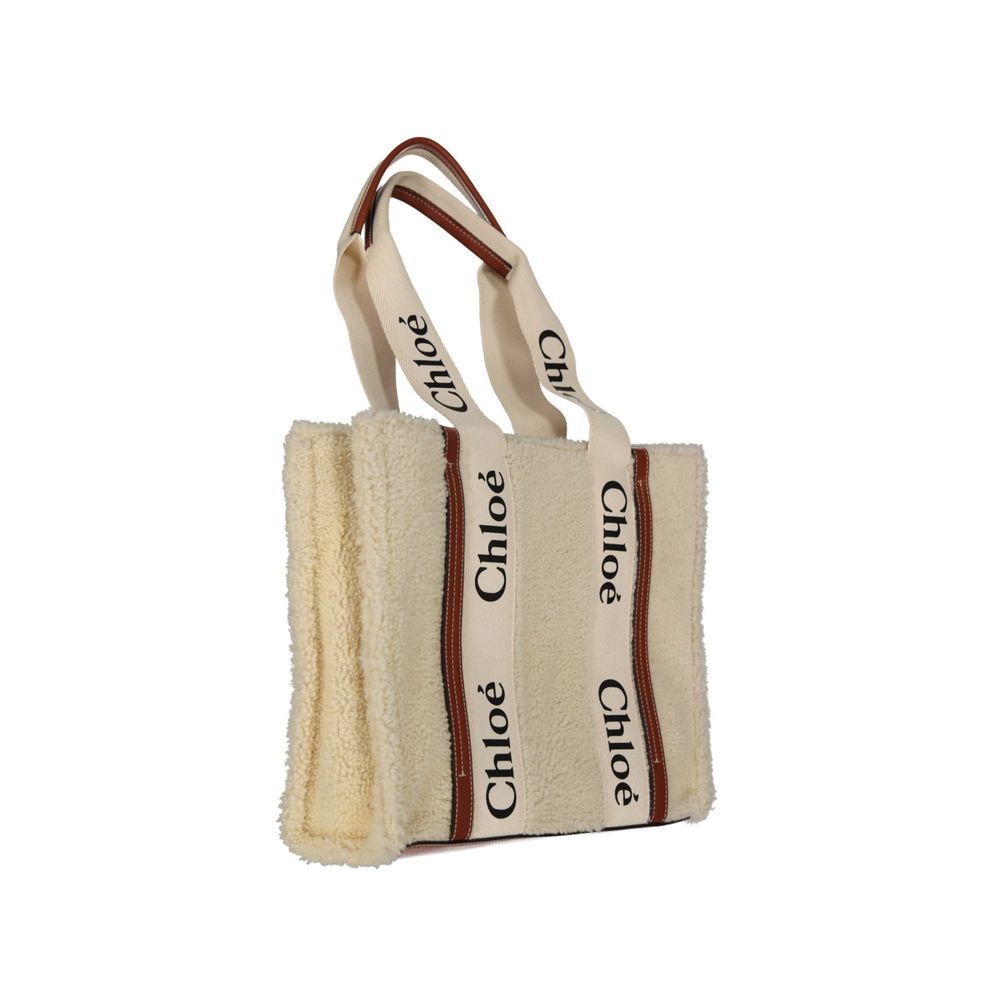 Beige Lamb Fur Tote Bag Chloé
