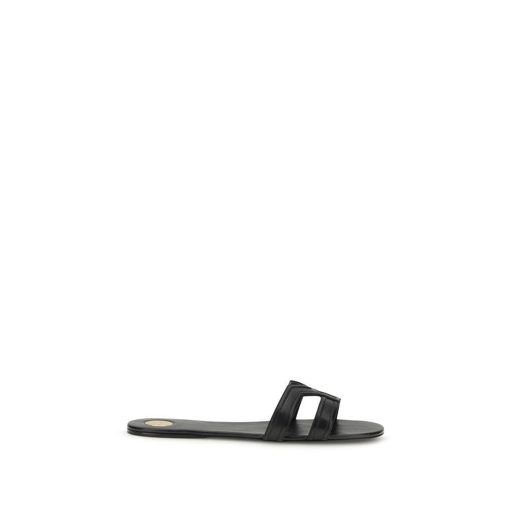 Black Calf Leather Bos Taurus Sandals Saint Laurent