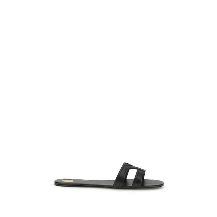 Black Calf Leather Bos Taurus Sandals Saint Laurent