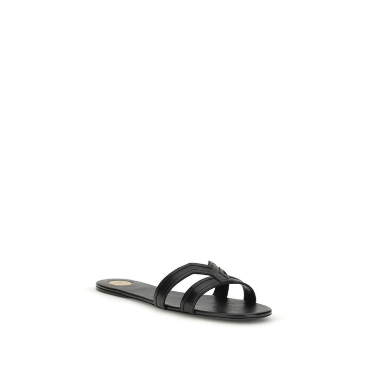Black Calf Leather Bos Taurus Sandals Saint Laurent