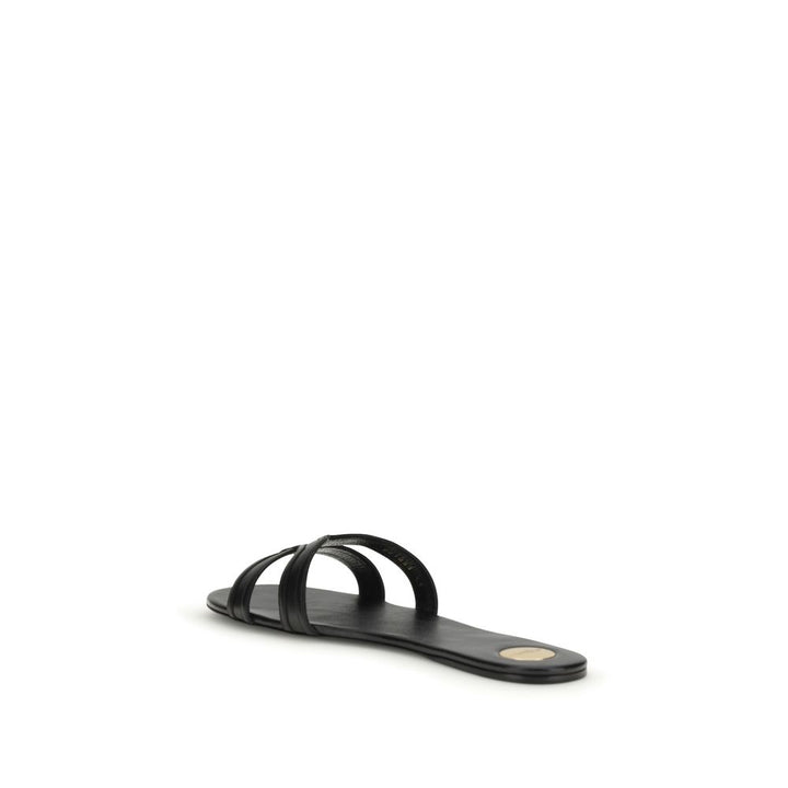 Black Calf Leather Bos Taurus Sandals Saint Laurent