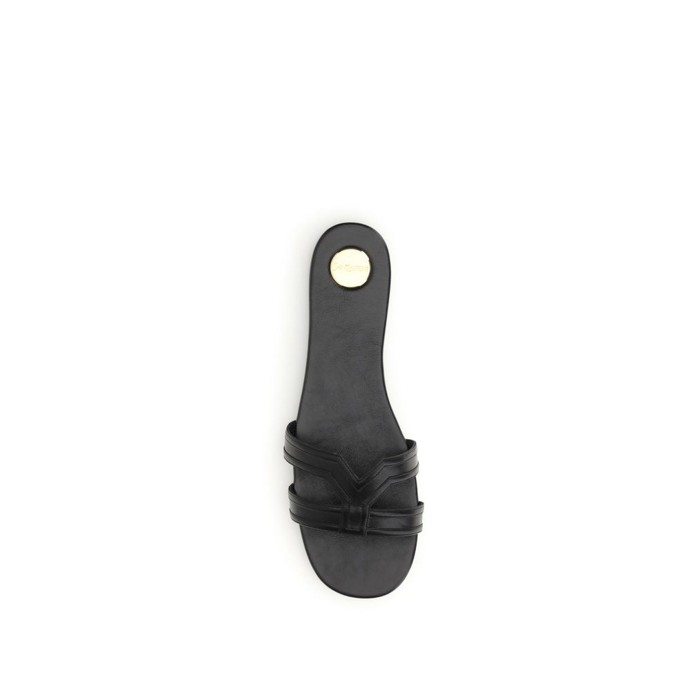 Black Calf Leather Bos Taurus Sandals Saint Laurent