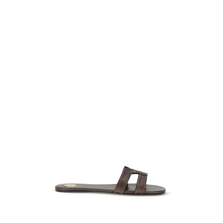 Brown Calf Leather Bos Taurus Sandals Saint Laurent