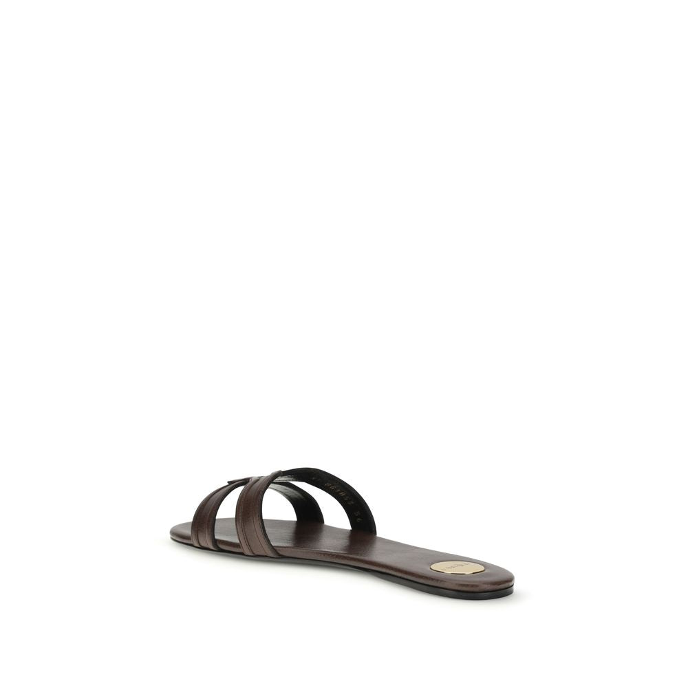 Brown Calf Leather Bos Taurus Sandals Saint Laurent