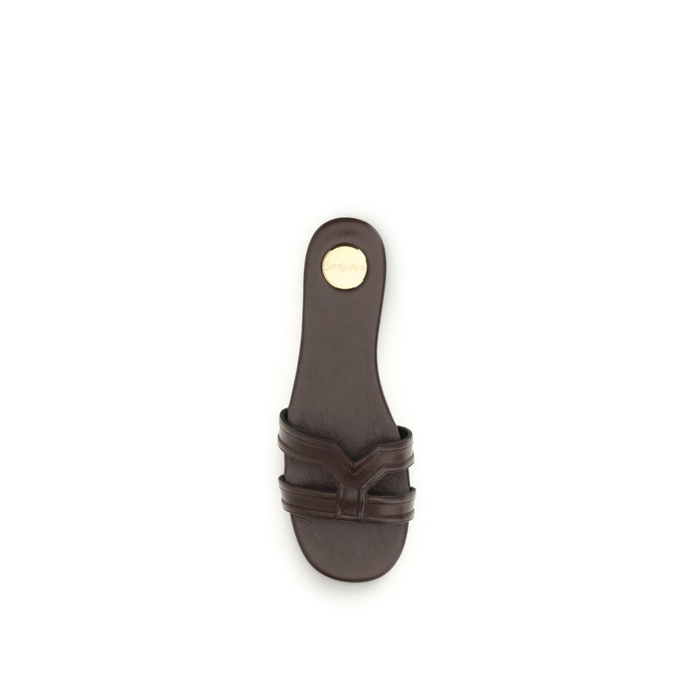 Brown Calf Leather Bos Taurus Sandals Saint Laurent