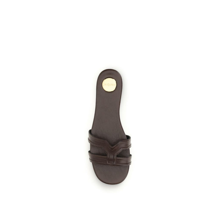 Brown Calf Leather Bos Taurus Sandals Saint Laurent