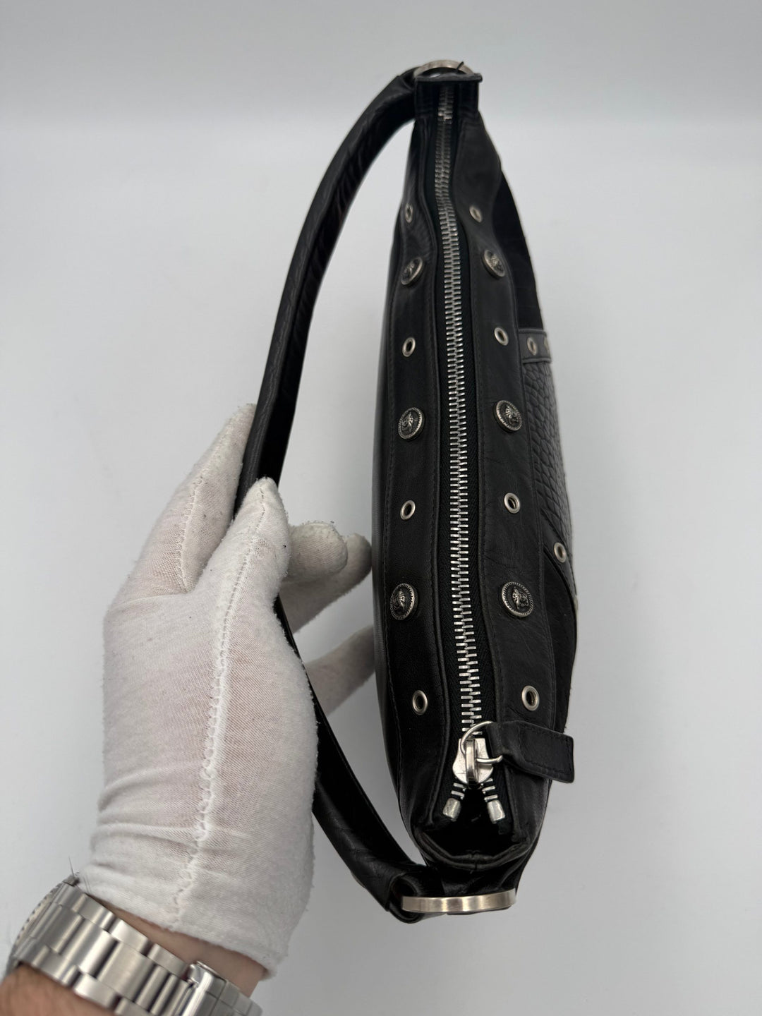 VERSACE Shoulder Bag in Studded Leather Versace
