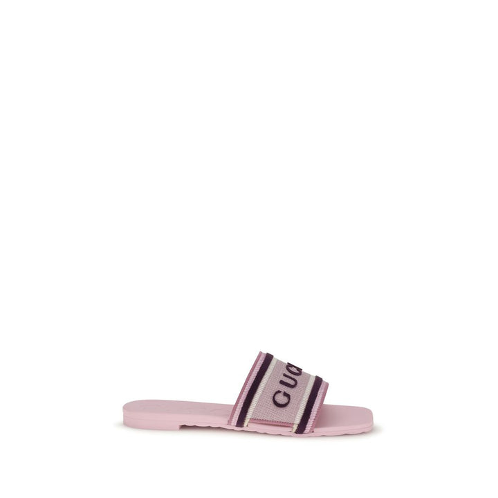 Multicolor Cotton Flat Sandals Gucci