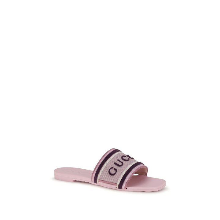 Multicolor Cotton Flat Sandals Gucci