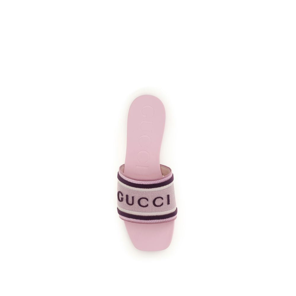 Multicolor Cotton Flat Sandals Gucci