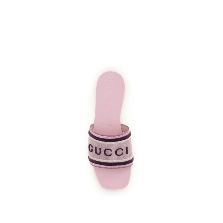 Multicolor Cotton Flat Sandals Gucci