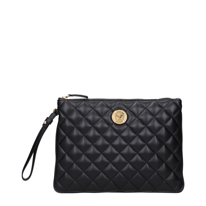 Black Leather Clutch Bag Versace