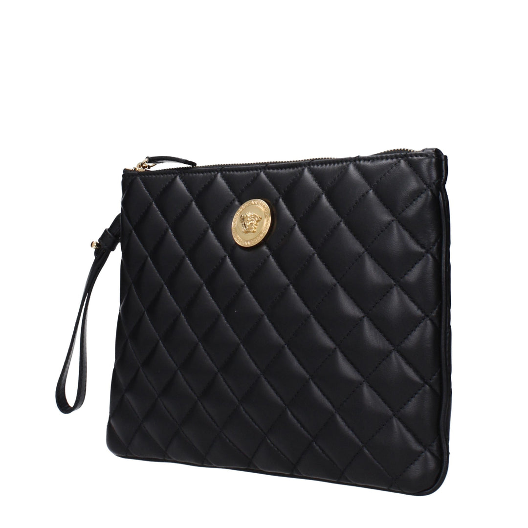 Black Leather Clutch Bag Versace