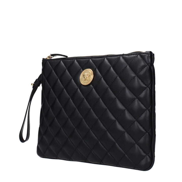 Black Leather Clutch Bag Versace