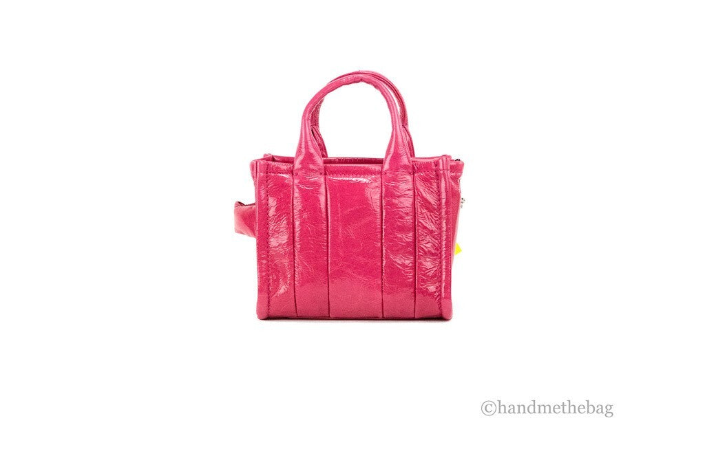 Marc Jacobs The Shiny Crinkle Micro Tote Magenta Leather Crossbody Bag Handbag Marc Jacobs