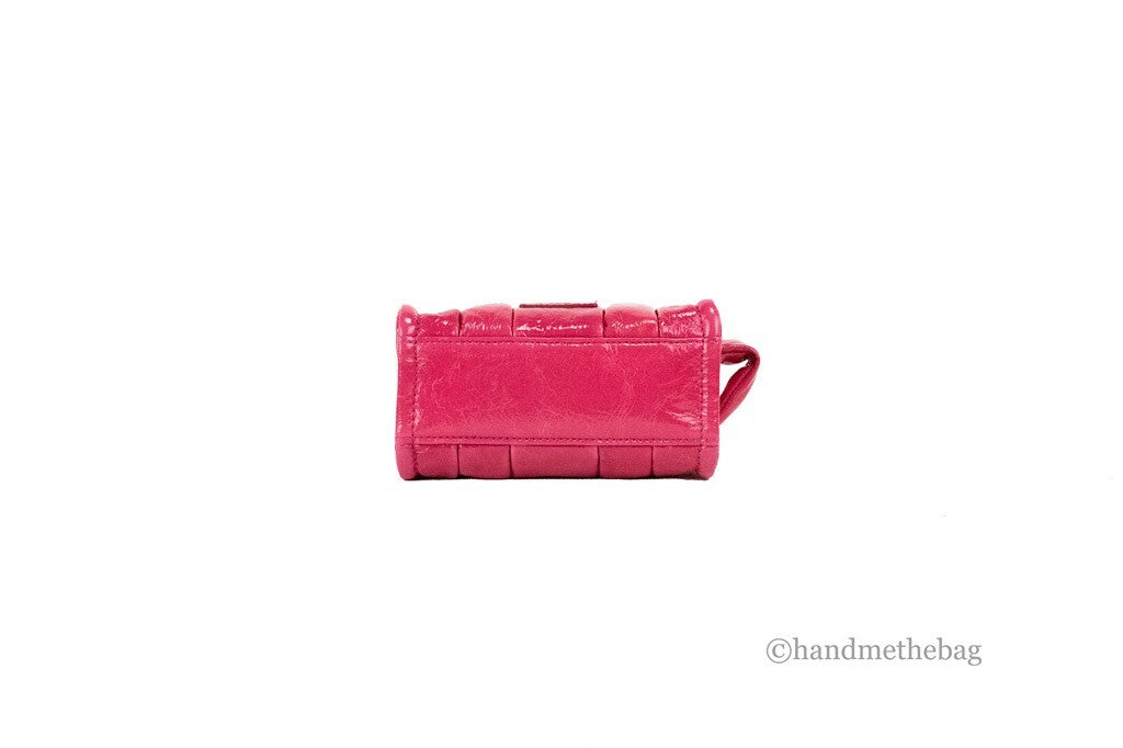 Marc Jacobs The Shiny Crinkle Micro Tote Magenta Leather Crossbody Bag Handbag Marc Jacobs
