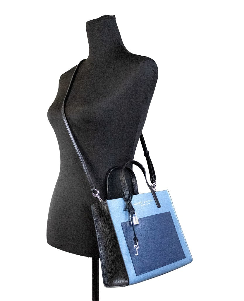 Marc Jacobs Grind Mini Blue Heaven Colorblock Leather Tote Crossbody Bag Purse Marc Jacobs