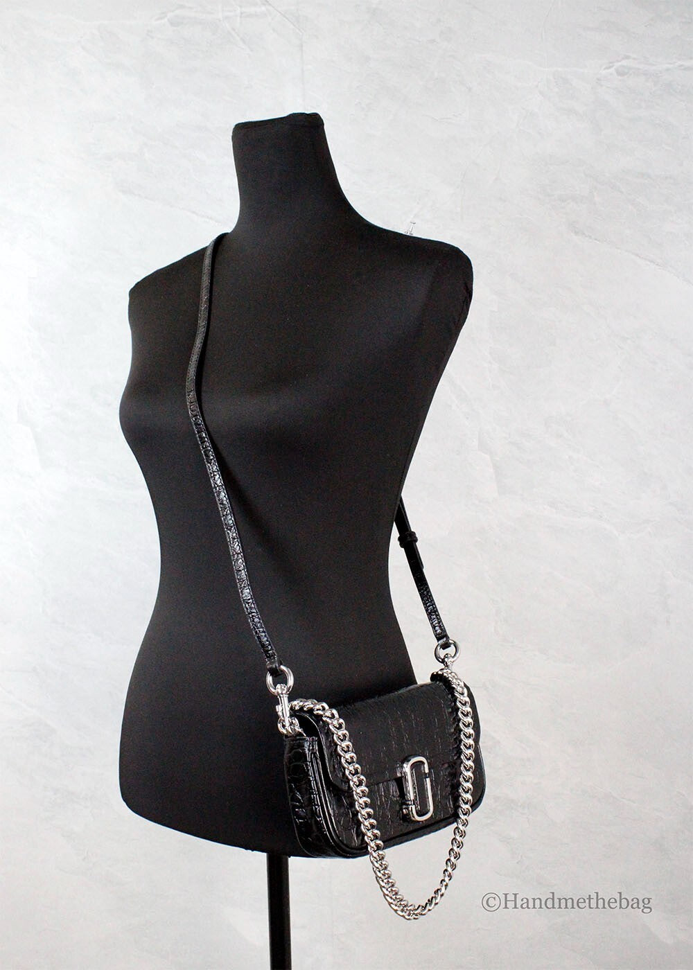 Marc Jacobs The Mini Shoulder Bag Black Embossed Leather Crossbody Bag Marc Jacobs
