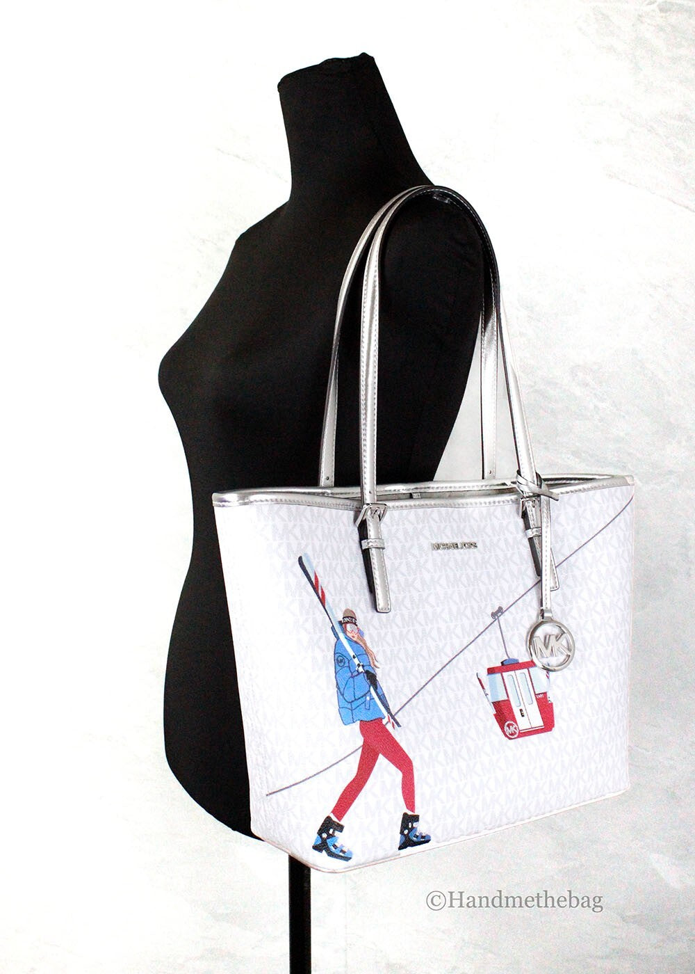 Michael Kors Jet Set Travel Girls Medium Signature Carryall Tote White MK Michael Kors