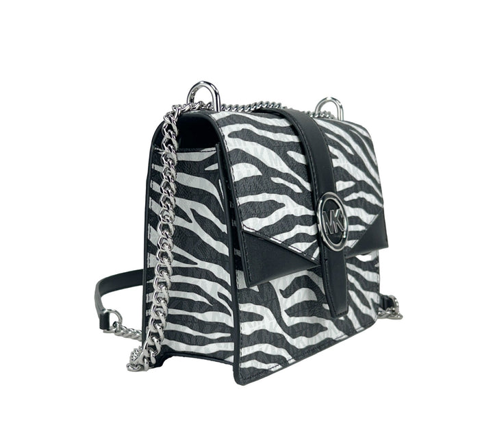 Michael Kors Greenwich Small Print Logo Crossbody Tote Chain Bag Black/White $498 Michael Kors