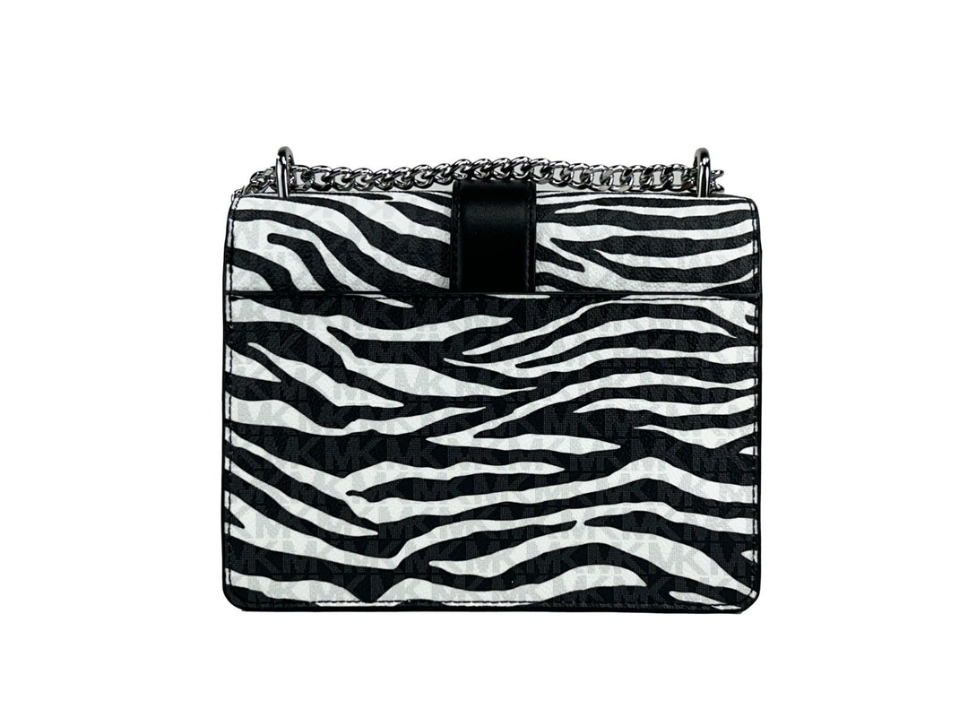 Michael Kors Greenwich Small Print Logo Crossbody Tote Chain Bag Black/White $498 Michael Kors