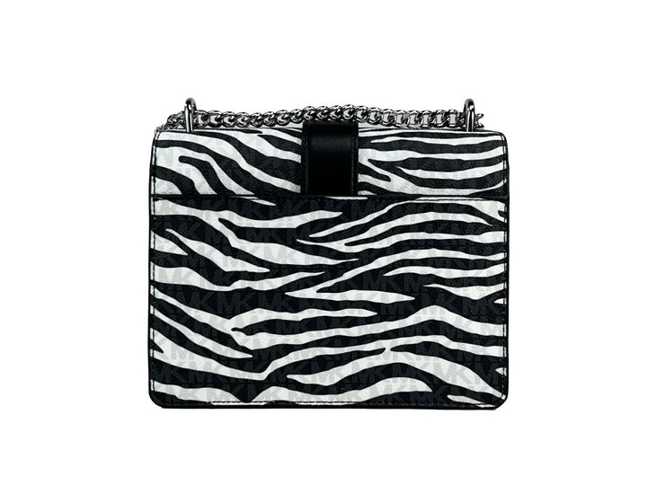 Michael Kors Greenwich Small Print Logo Crossbody Tote Chain Bag Black/White $498 Michael Kors