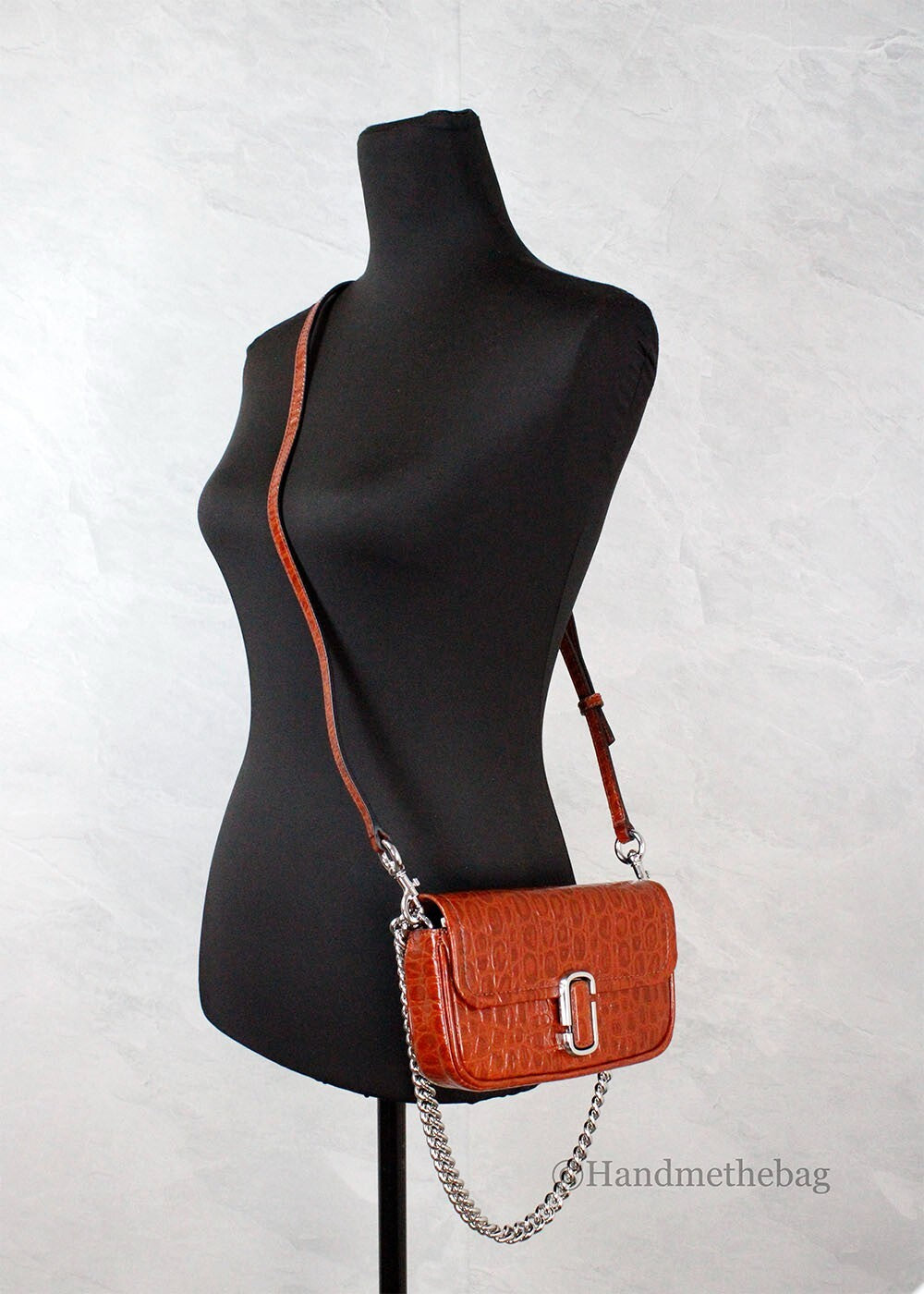 Marc Jacobs The Mini Shoulder Bag Spice Brown Embossed Leather Crossbody Bag Marc Jacobs