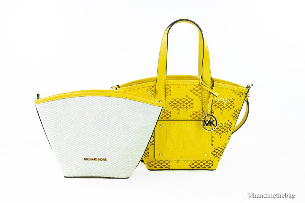 Michael Kors Kimber Small Daffodil Leather 2-In-1 Zip Tote Messenger Bag Purse Michael Kors