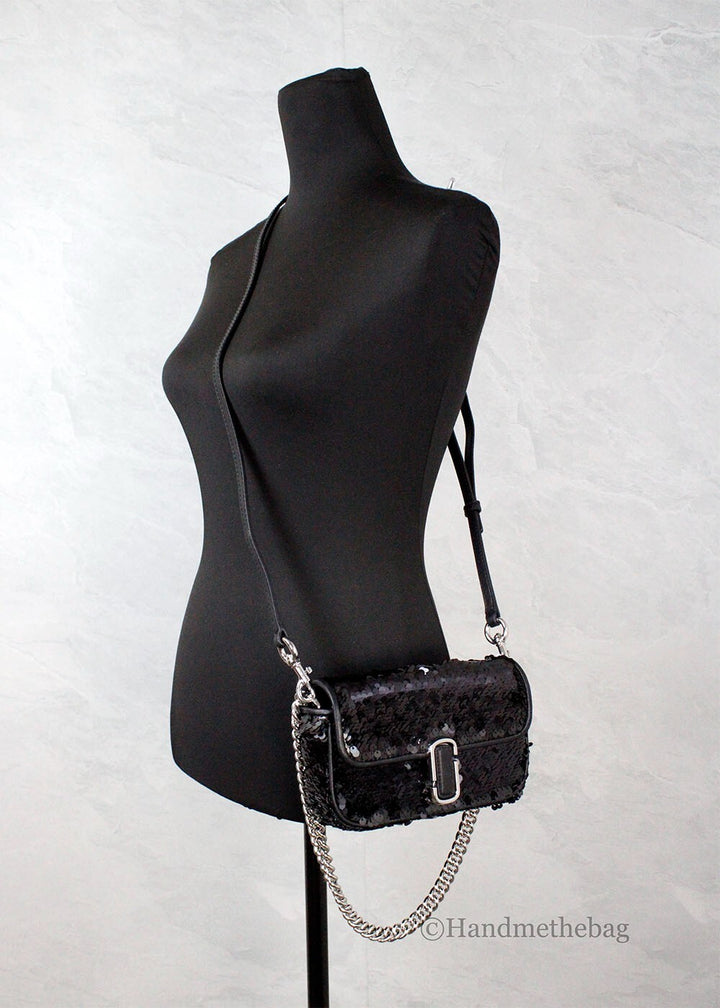 Marc Jacobs The Mini J Marc Shoulder Bag Black Sequined Crossbody Bag Marc Jacobs