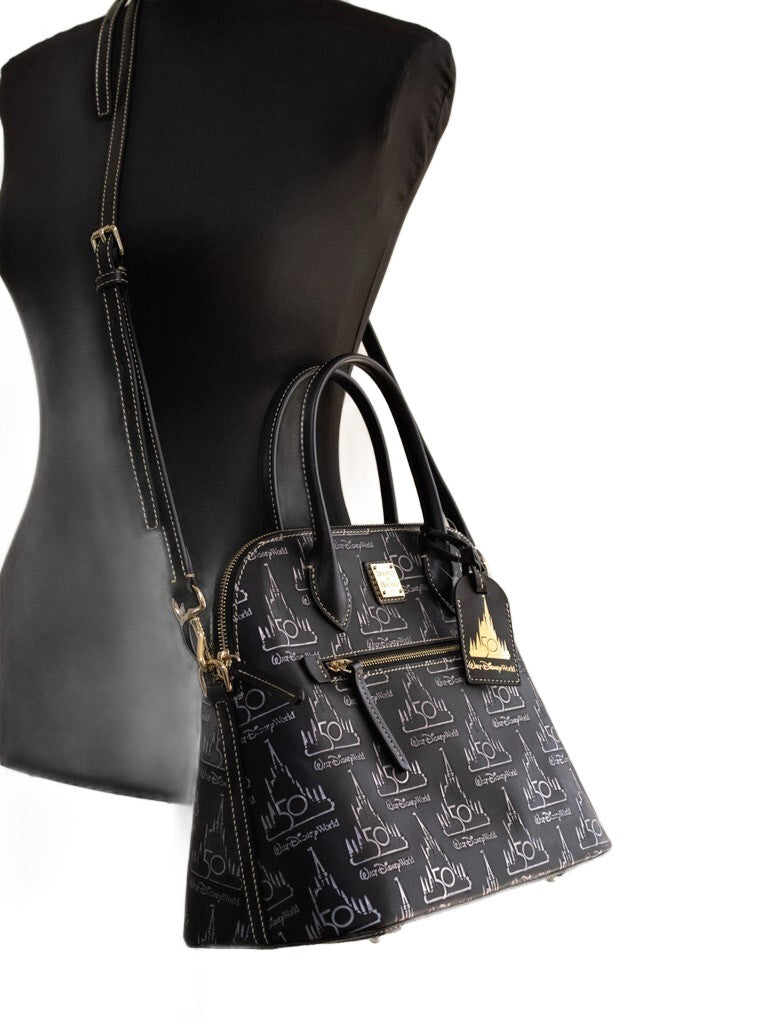Dooney & Bourke Black Walt Disney World 50th Anniversary Leather Satchel Handbag Dooney & Bourke