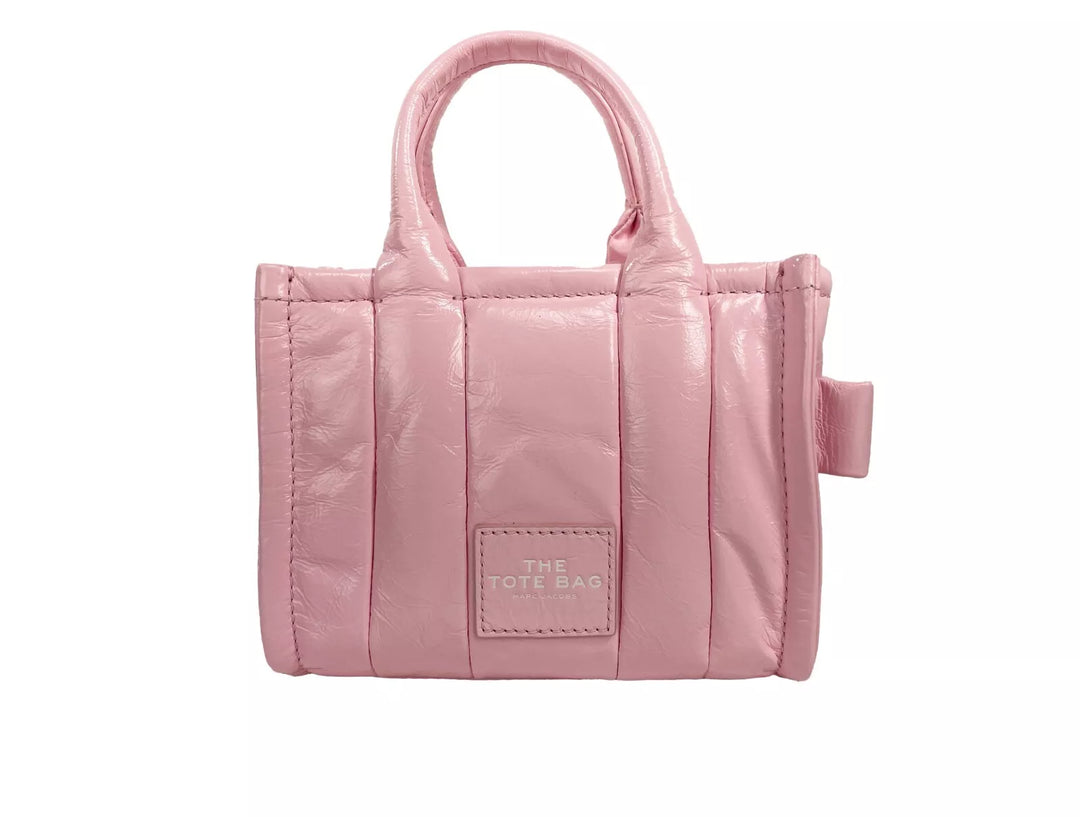 Marc Jacobs The Shiny Crinkle Micro Tote Bubblegum Leather Crossbody Marc Jacobs