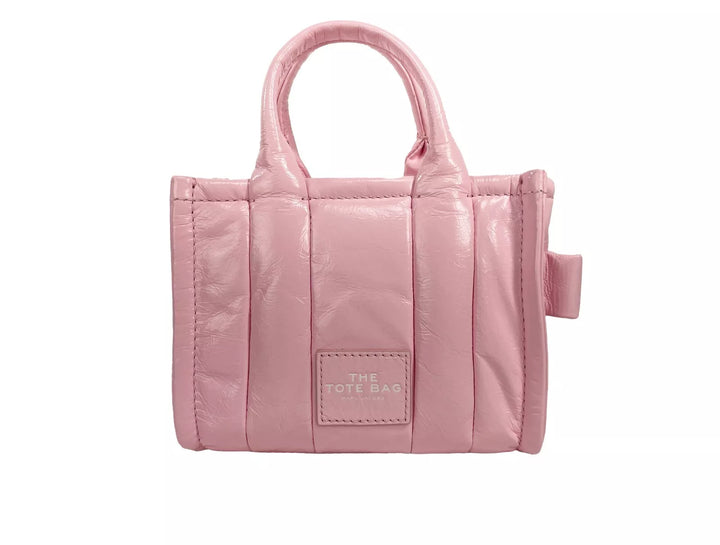 Marc Jacobs The Shiny Crinkle Micro Tote Bubblegum Leather Crossbody Marc Jacobs