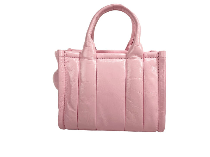 Marc Jacobs The Shiny Crinkle Micro Tote Bubblegum Leather Crossbody Marc Jacobs